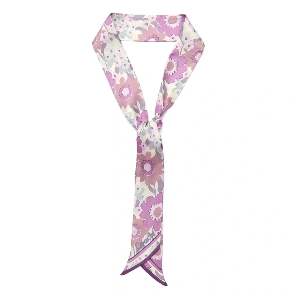Coach Laurel Floral Silk Skinny Scarf | Twilly Neck or Handbag Scarf NWT